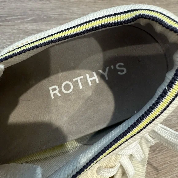 Rothy's The Lace Up sneakers in a cream/vanilla color with gum outsoles - Picture 6 of 12
